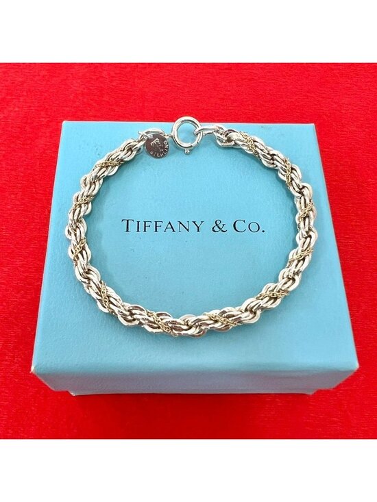 Tiffany & Co. Jewelry - Tiffany & Co Vintage Twisted Trope Bracelet 925 Sterling Silver Gold